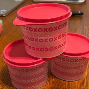 Pink and Red Tupperware®️Storage Containers. Each holds 3 cups!